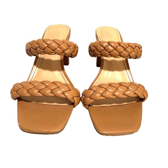 Sincerely Jules high heel slides sandals dressy nude tan braided straps size 10 - Picture 9 of 11